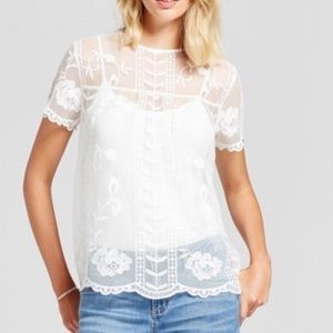 Merona Embroidered Lace Top. Size small